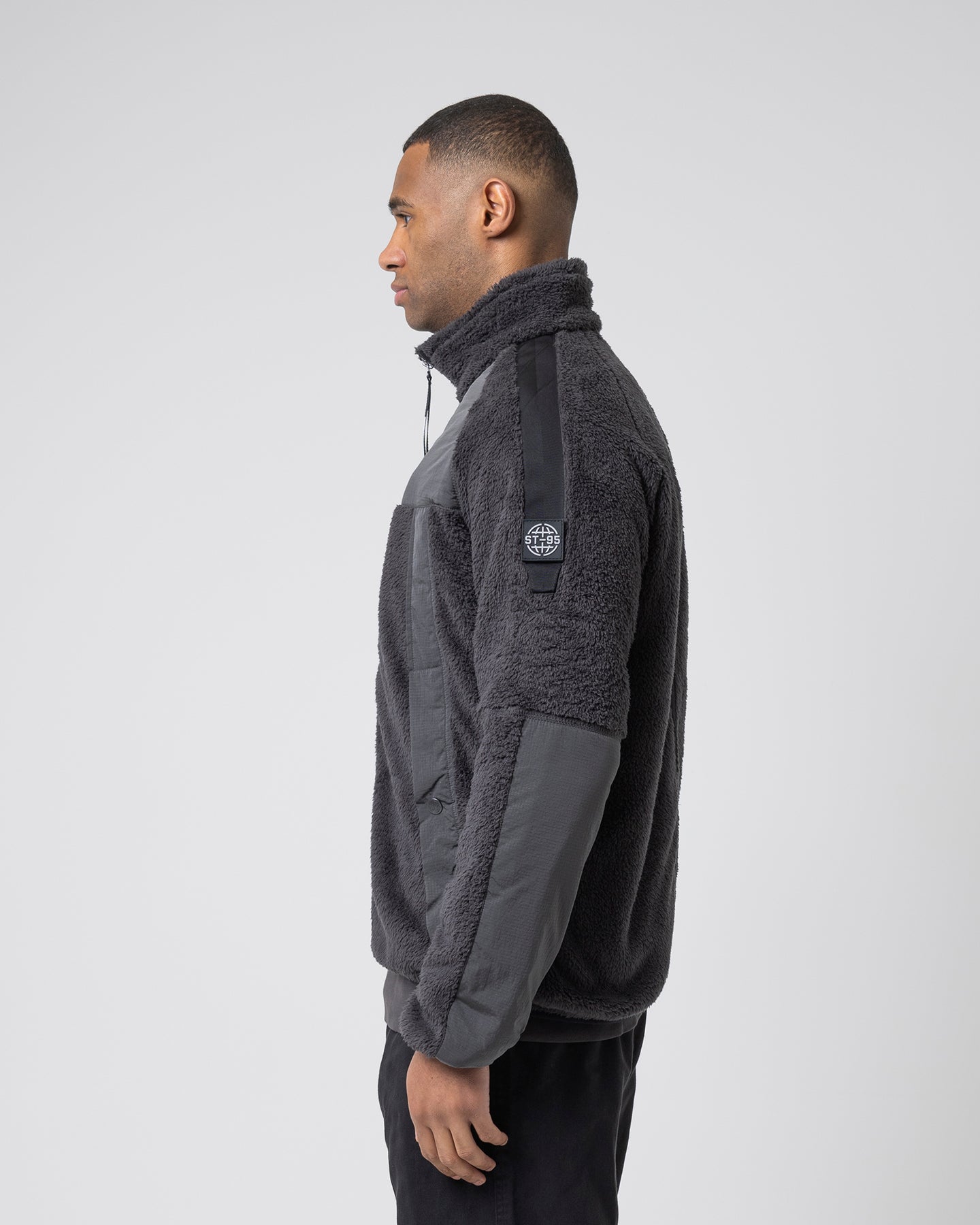 ST95 Zip Fleece Washed Black ST95