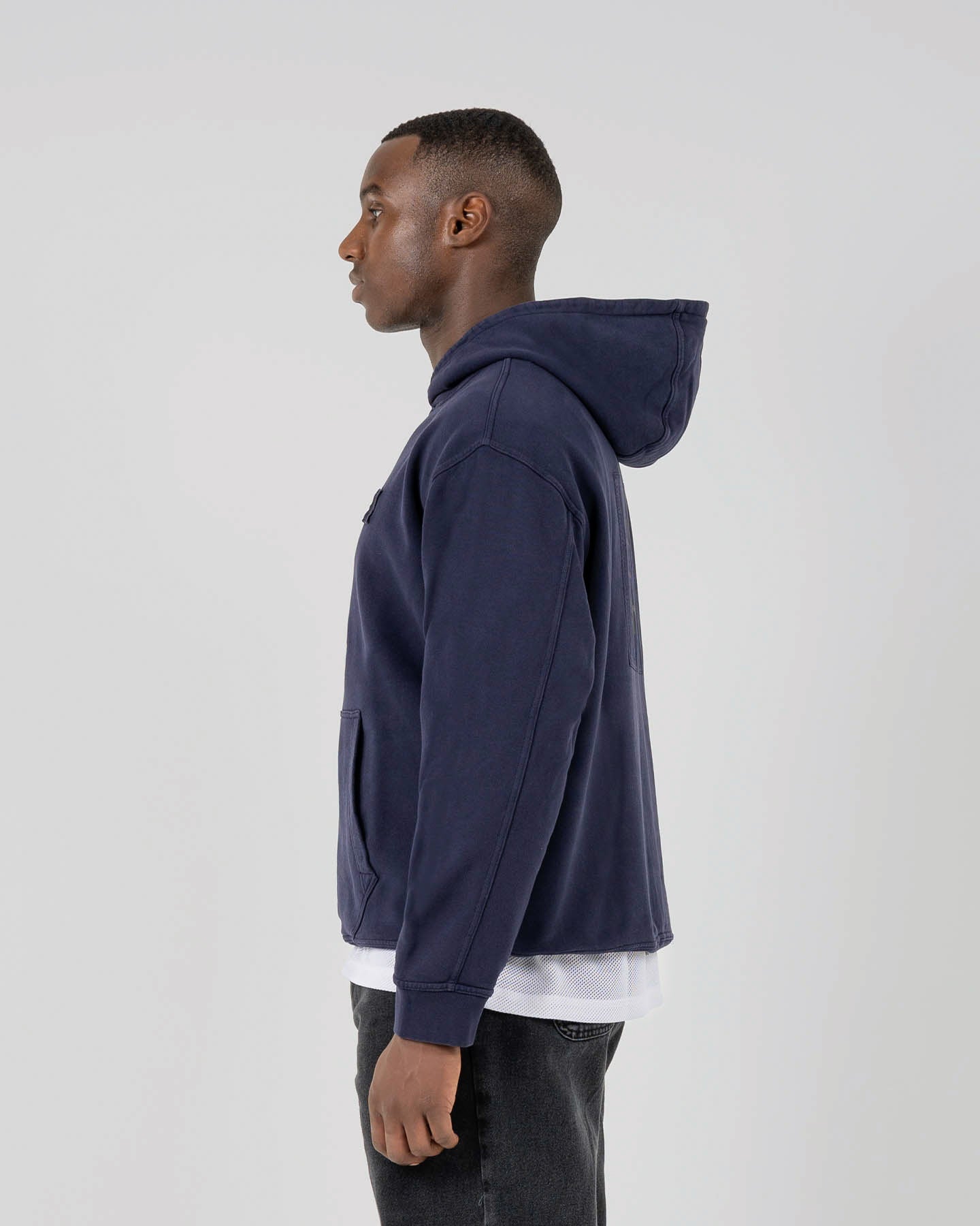 ST95 Alcantara Patch Back Hoodie Navy ST95