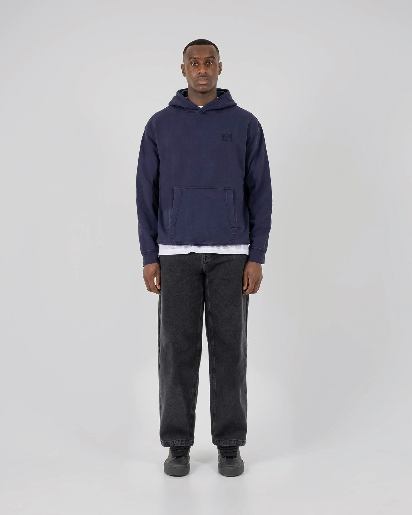 ST95 Alcantara Patch Back Hoodie Navy ST95