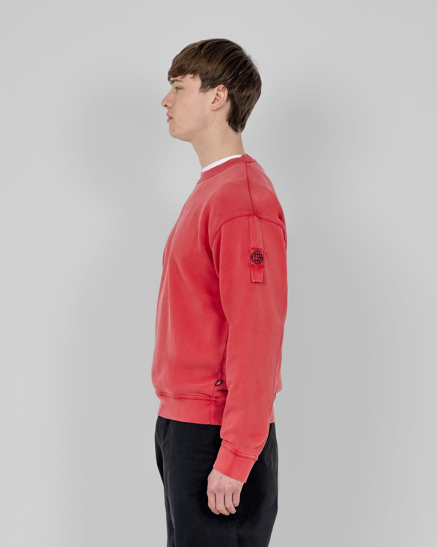 ST95 Luna Nucleo Oversized Crew Sweatshirt Washed Red ST95