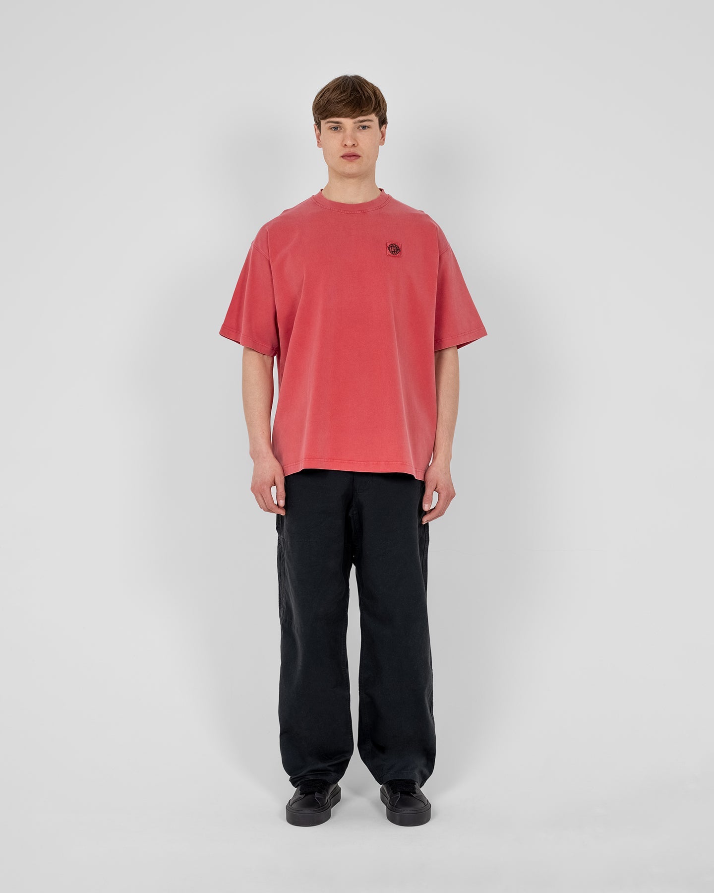 ST95 Urano Patch Oversized SS T-shirt Washed Red ST95