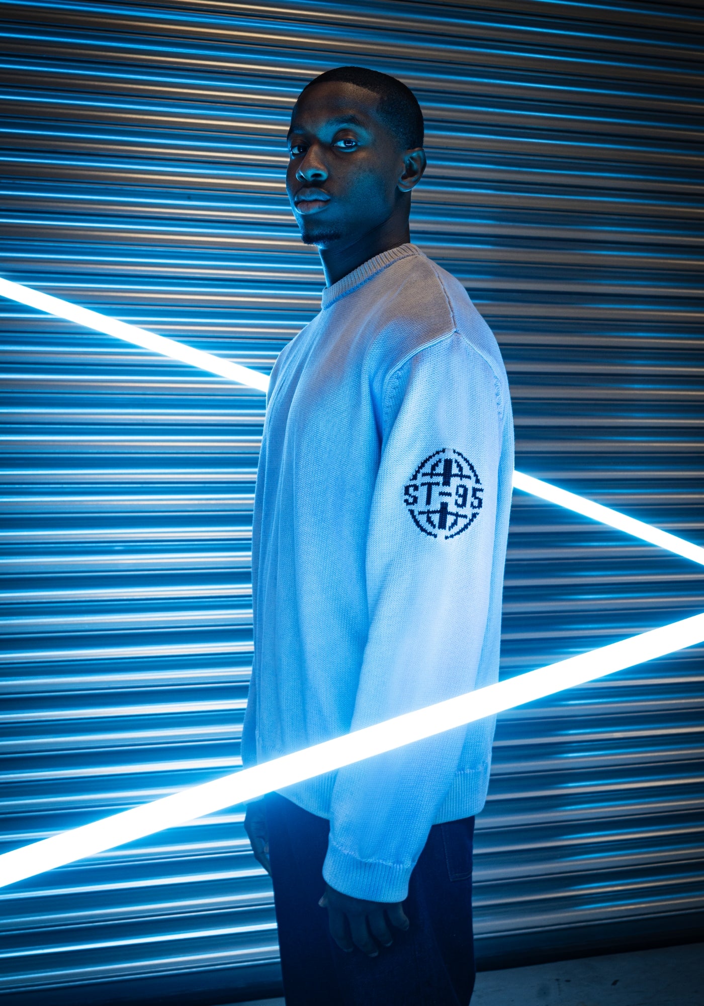 Adige Crew Knit Sweater Thermo Blue