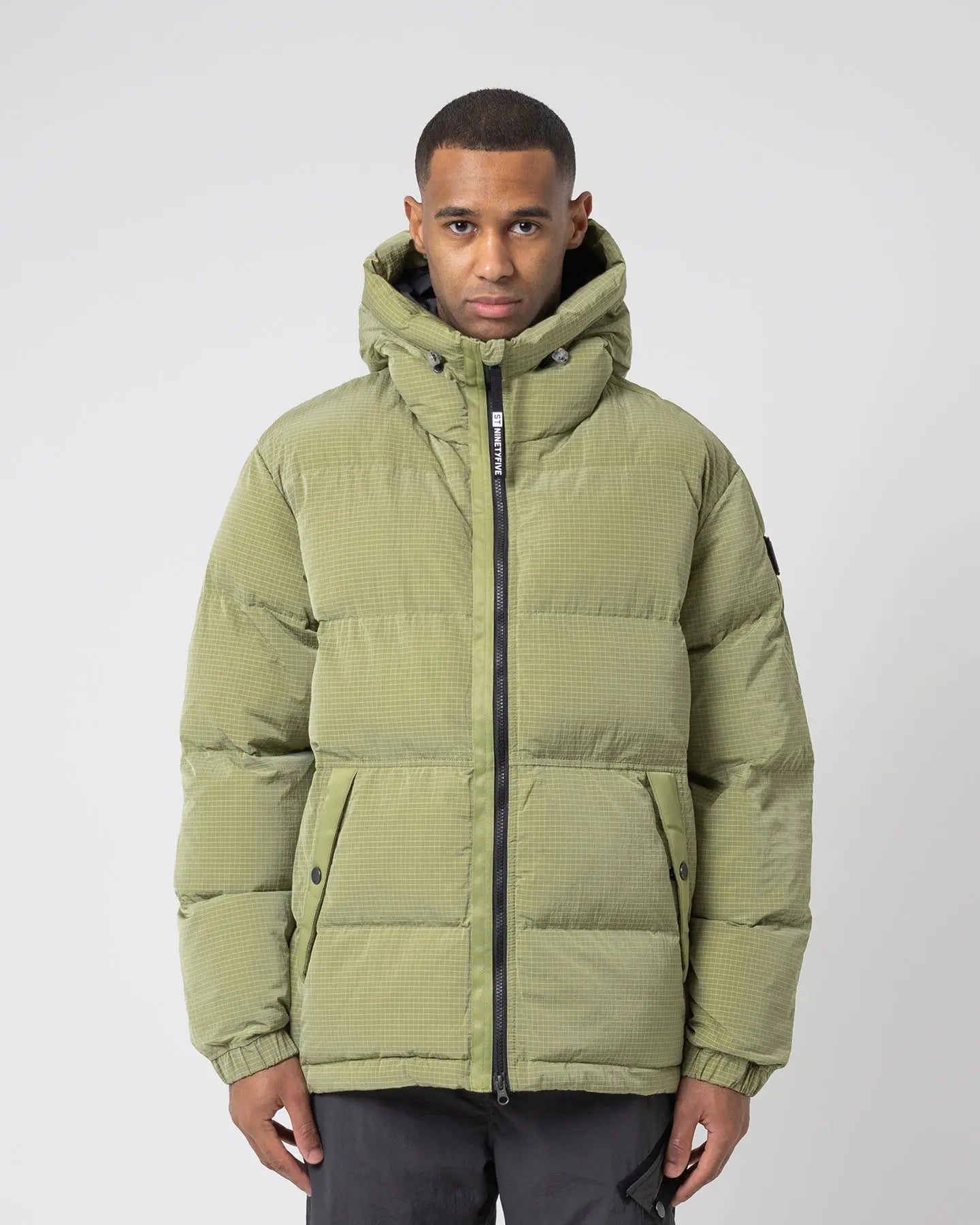 Pastel green puffer jacket on sale