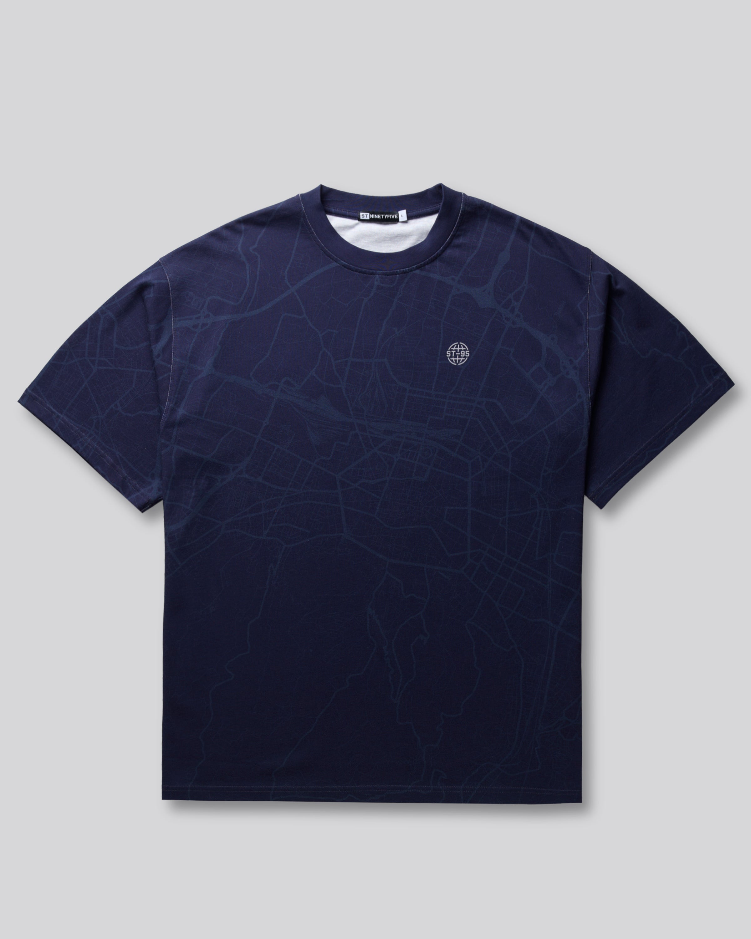 ST95 Lugano Map SS T-Shirt Navy ST95